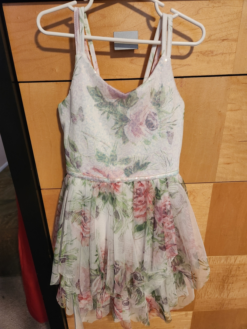 Girls Floral Mesh Layered Dress
